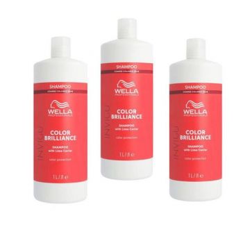 Pachet 3 x Sampon pentru Par Vopsit cu Fir Gros - Wella Professionals Invigo Color Brilliance Coarse, varianta 2023, 1000 ml