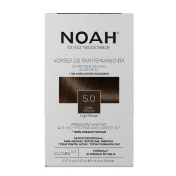 Vopsea de Par Permanenta fara Amoniac cu Proteine din Orez si Ulei de In - Noah, nuanta 5.0 Saten Deschis, 140 ml