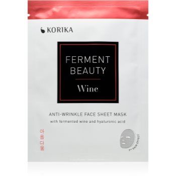 KORIKA FermentBeauty Anti-wrinkle Face Sheet Mask with Fermented Wine and Hyaluronic Acid mască facială de pânză cu efect anti-rid, cu vin fermentat și acid hialuronic