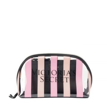 Pink stripe cosmetic bag