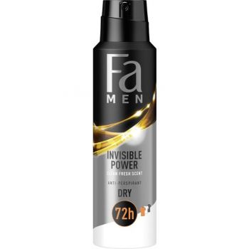 Deodorant Spray Antiperspirant Dry pentru Barbati - Fa Men Invisible Power, 150 ml