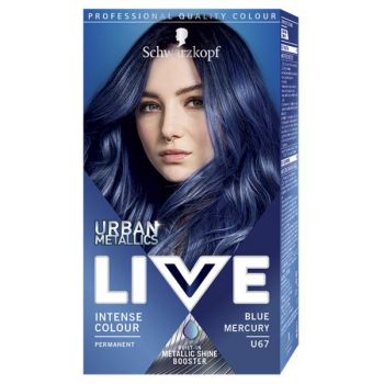 Vopsea de Par Permanenta - Schwarzkopf Live Urban Metallics Intense Colour Permanent Built-in Metallic Shine Booster, nuanta U67 Blue Mercury