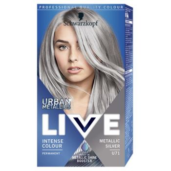 Vopsea de Par Permanenta - Schwarzkopf Live Urban Metallics Intense Colour Permanent Built-in Metallic Shine Booster, nuanta U71 Metallic Silver