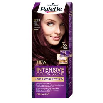 Vopsea de Par Permanenta - Schwarzkopf Palette Intensive Color Creme Long-Lasting Intensity Permanent, nuanta 4-89 (RFE3) Brun Violet Intens