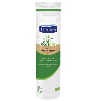 Dischete Demachiante din Bumbac Organic - Septona Eco Life 100% Organic Cotton Pads, 100 buc