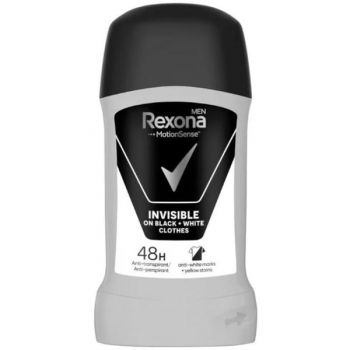 Deodorant Antiperspirant Stick pentru Barbati - Rexona Men MotionSense Invisble Black & White 48h, 50 ml