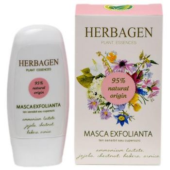 Masca Exfolianta pentru Ten Sensibil sau Cuperozic Herbagen, 50g