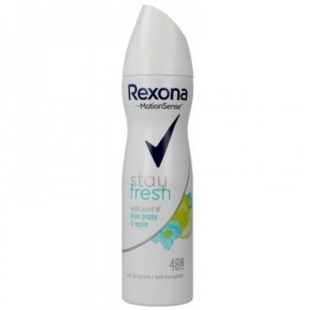 Deodorant Antiperspirant Spray pentru Femei cu Mac Albastru si Mar - Rexona MotionSense Stay Fresh with Scent of Blue Poppy & Apple 48h, 150 ml