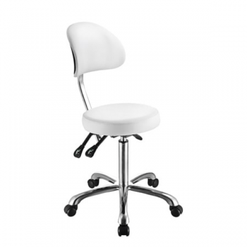 Scaun de lucru rotund cu spatar Silver Fox Confort Round with backrest White