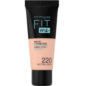 Fond de Ten - Maybelline Fit Me! Matte + Poreless Normal to Oily Skin, nuanta 220 Natural Beige, 30 ml