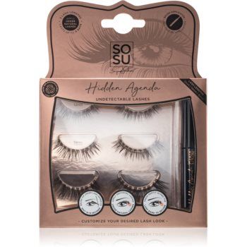 SOSU Cosmetics Hidden Agenda Undetectable Lashes pachet cu gene fără noduri autoadezive cu lipici