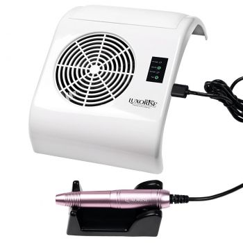 Aspirator praf unghii cu Freza Electrica Tornado Supreme 40W Rose Pink- LUXORISE , alb de firma original