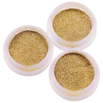 Sclipici Glitter Unghii Pulbere SensoPRO Milano, Gold - Set 3 bucati