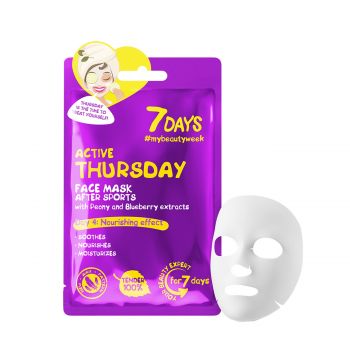 Active thursday - face sheet mask after sports with peony & blueberry 28 gr