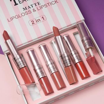 Set 6 Rujuri Mate & Lip Gloss Mat 2 in 1 Teayason Matte