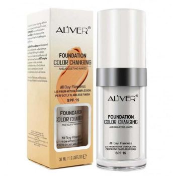 Fond de Ten Aliver by TLM Color Changing, Adaptabil culorii Tenului, Rezistent la Transfer 16H, SPF 15, 30 ml