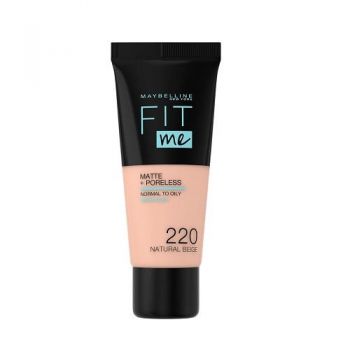 Fond de ten, Maybelline, FIt Me Matte Poreless, 220 Natural Beige, 30 ml ieftin