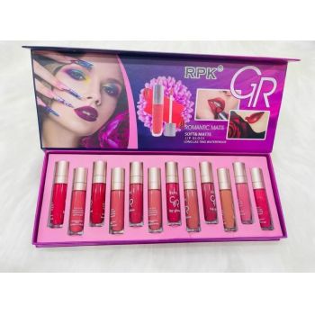 Set 12 rujuri de buze rezistente, RPK Romantic Matte, 01