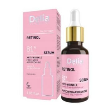 Ser Anti-Rid pentru Fata si Decolteu Delia Cosmetics, cu Retinol, 30 ml