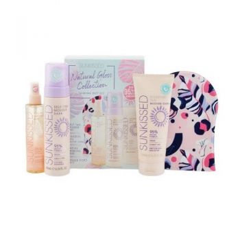 Set autobronzare, Sunkissed, Natural Glow Collection Gift Set, cu spuma autobronzanta Dark