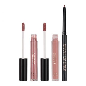 Set 3 in 1 Ruj Lichid Mat & Lip Gloss & Creion Contur Buze Qibest #01 ieftin