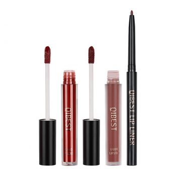 Set 3 in 1 Ruj Lichid Mat & Lip Gloss & Creion Contur Buze Qibest #10 ieftin