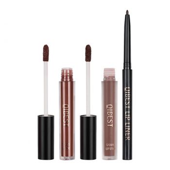 Set 3 in 1 Ruj Lichid Mat & Lip Gloss & Creion Contur Buze Qibest #11 ieftin