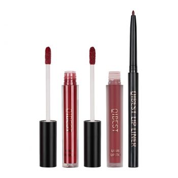 Set 3 in 1 Ruj Lichid Mat & Lip Gloss & Creion Contur Buze Qibest #07 ieftin