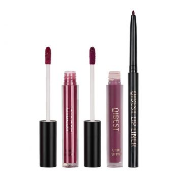 Set 3 in 1 Ruj Lichid Mat & Lip Gloss & Creion Contur Buze Qibest #09 ieftin