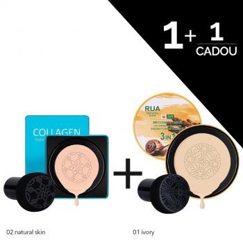 CC Cream Air Cushion Collagen Hydro Air + Fond de Ten Air Cusion Cream 3 in 1 Collagen & Licorice Root RUA, 01 Ivory CADOU