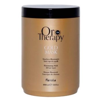 Masca Iluminatoare cu Extract de Trandafir, Aur 24K si Protectie UV pentru Toate Tipurile de Par - Fanola Oro Therapy Gold Mask Illuminating Mask All Hair Types, 1000 ml