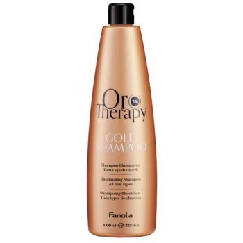 Sampon Iluminator cu Extract de Trandafir, Aur 24K si Protectie UV - Fanola Oro Therapy Gold Shampoo Illuminating All Hair Types, 1000 ml