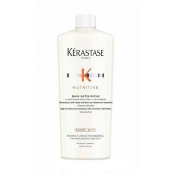 Sampon Nutritiv pentru Par Foarte Uscat Mediu si Gros - Kerastase Bain Satin Riche, 1000 ml