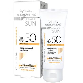 Crema pentru fata Gerovital H3 Derma+ Sun, cu SPF 50, 50 ml (Concentratie: Protectie solara, Culoare produse: tenta naturala)