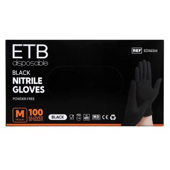 Manusi Nitril Negre M, 100 Buc de firma originala