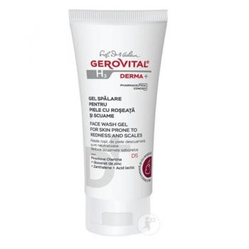 Gel spalare pentru piele cu roseata si scuame Gerovital H3 Derma+, 150 ml (Gramaj: 150 ml, Concentratie: Gel de curatare)