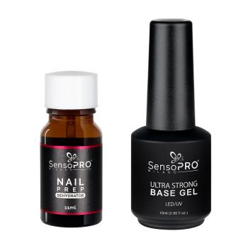 Set Nail Prep Dehydrator + Ultra Strong Base Gel SensoPRO Milano