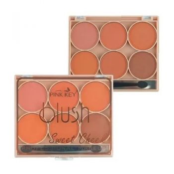 Paleta 6 farduri de obraz, Makeup, Pink Key Blush, Sweet Cheek, 02