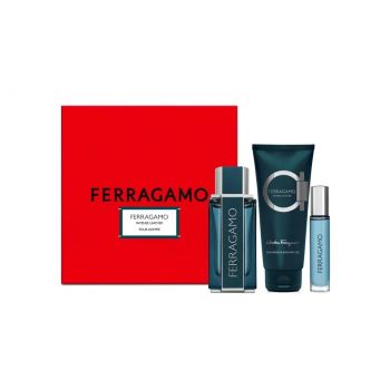 Set Cadou Salvatore Ferragamo Ferrgamo Intense Leather Apa de Parfum, 100 ml + Gel de Dus, 100 ml + Apa de Parfum, 10 ml (Continut set: 100 ml Apa de Parfum + 100 ml Gel de Dus + 10 ml Apa de Parfum)