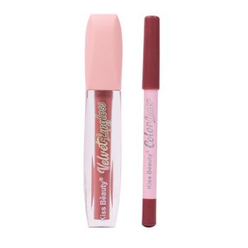 Set 2 in 1 Lip Gloss & Color Liner Kiss Beauty #01 ieftin