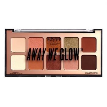 Paleta fard 10 culori, NYX, Away We Glow, Hooked on Glow