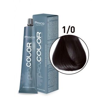 Vopsea de par profesionala PRO.COLOR 100 ml - Pro.Co - 1 0 NEGRU