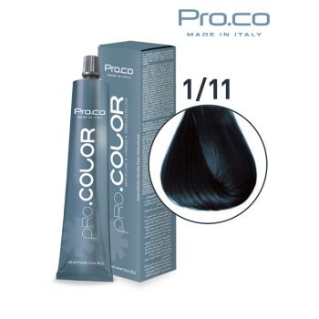 Vopsea de par profesionala PRO.COLOR 100 ml - Pro.Co - 1 11 NEGRU ALBASTRUI