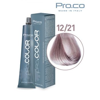 Vopsea de par profesionala PRO.COLOR 100 ml - Pro.Co - 12 21 BLOND PLATINAT IRISE CENUSIU