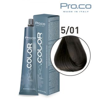 Vopsea de par profesionala PRO.COLOR 100 ml - Pro.Co - 5 01 CASTANIU DESCHIS CENUSIU