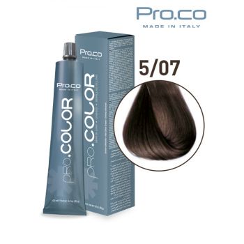 Vopsea de par profesionala PRO.COLOR 100 ml - Pro.Co - 5 07 CASTANIU DESCHIS TUTUN