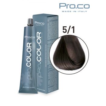 Vopsea de par profesionala PRO.COLOR 100 ml - Pro.Co - 5 1 CASTANIU DESCHIS CENUSIU