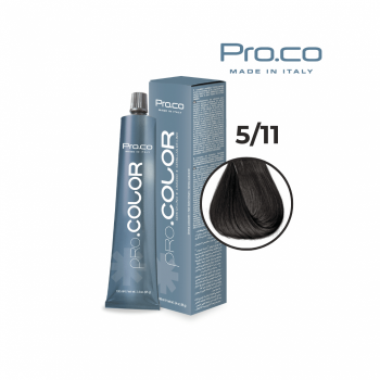 Vopsea de par profesionala PRO.COLOR 100 ml - Pro.Co - 5 11 CASTANIU DESCHIS CENUSIU INTENS