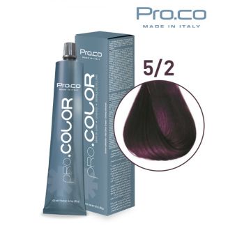 Vopsea de par profesionala PRO.COLOR 100 ml - Pro.Co - 5 2 CASTANIU DESCHIS VIOLET