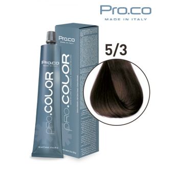 Vopsea de par profesionala PRO.COLOR 100 ml - Pro.Co - 5 3 CASTANIU DESCHIS AURIU